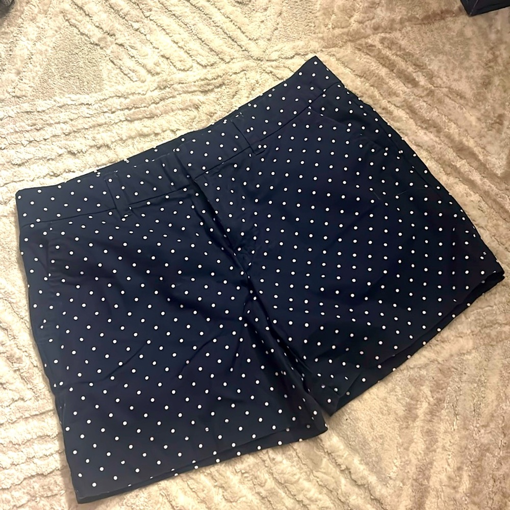 TOMMY HILFIGER Size 4 Women’s Navy Blue White Polka Dot Preppy Nautical Shorts